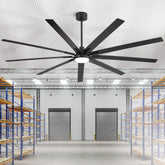 84" Matte Black Ceiling Fan with Integrated LED Light (3 Color Temps 3000K/4000K/6000K) & Remote, 9 Reversible Blades, Energy-Efficient DC Motor, 6 Speeds, Forward/Reverse Airflow, Includes 8"/12"/24" Downrods